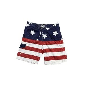 Bass Pro Shops Board Shorts Mens Large USA Flag Patriotic Swim Trunks Lined
